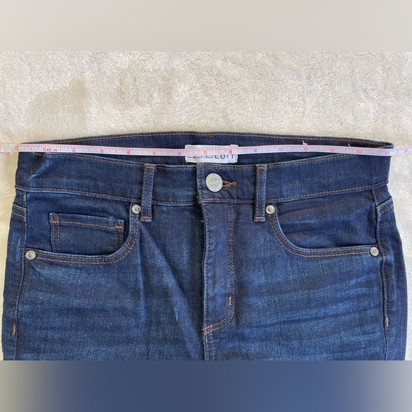 LOFT Dark Wash Skinny Jeans With Buttons at Ankles - Picture 12 of 15